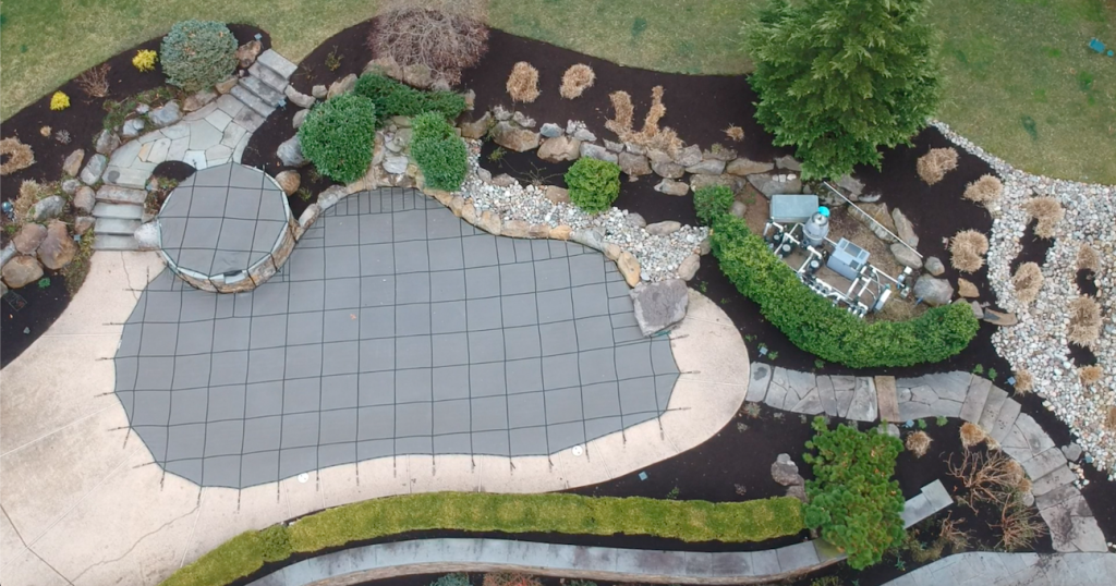 landscaping area around pool